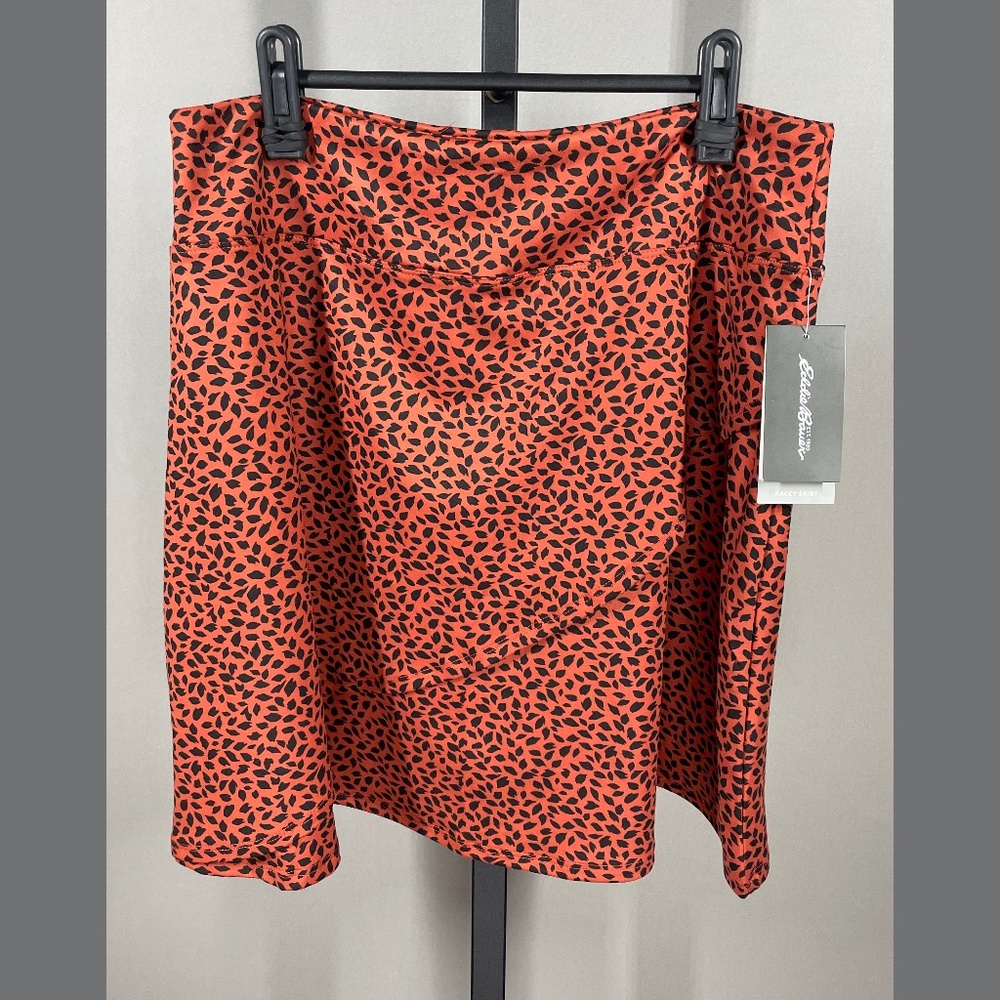 NEW Eddie Bauer Skirt Womens Large orange black Kacey animal circle outdoor